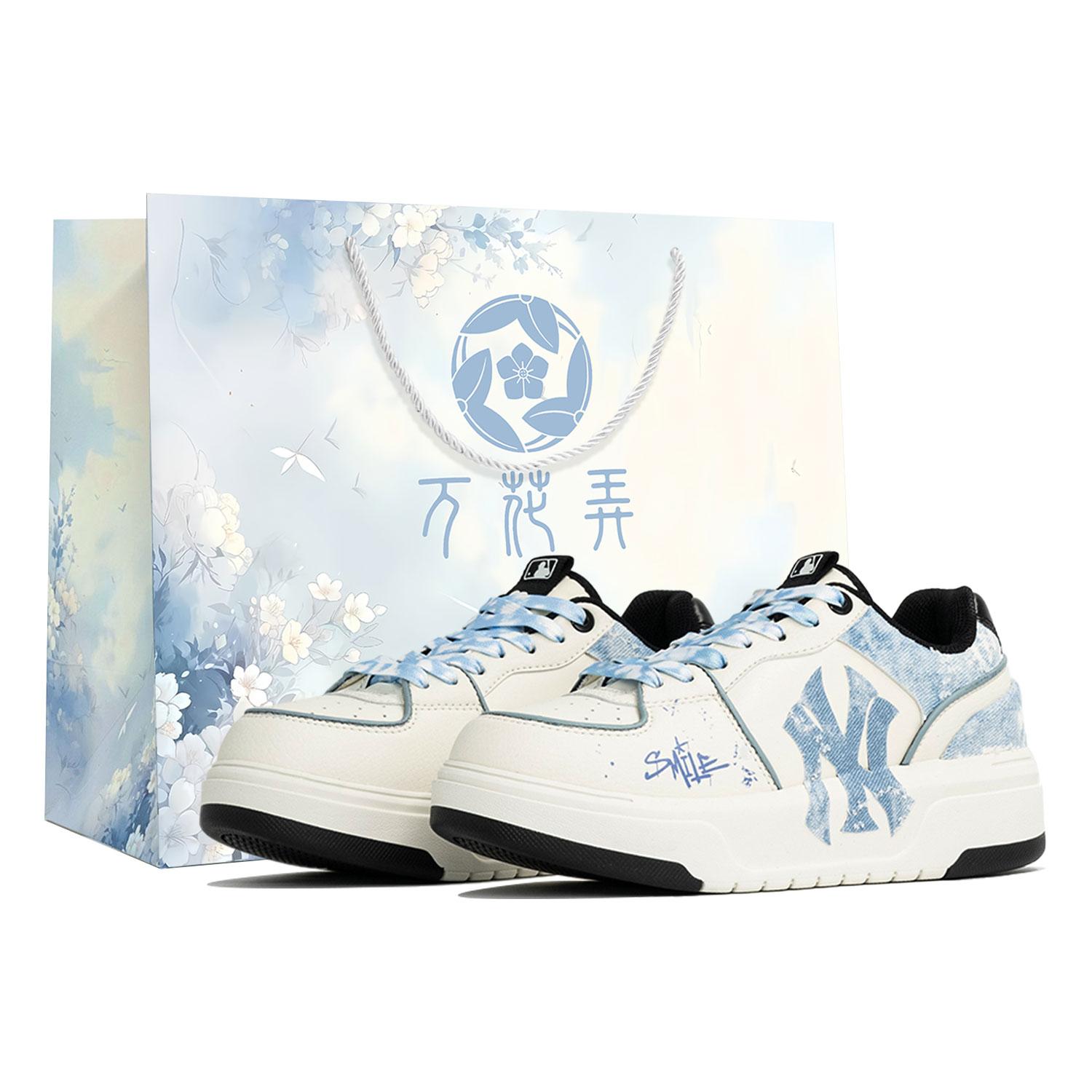 

MLB Chunky Liner PU Wan Hua Nong, Blue Trace, Shopping Bag Abrasion Resistant Low top Skateboard Shoes Unisex 3ASXCA12N-50WHS(Team113-BOX) 36.5