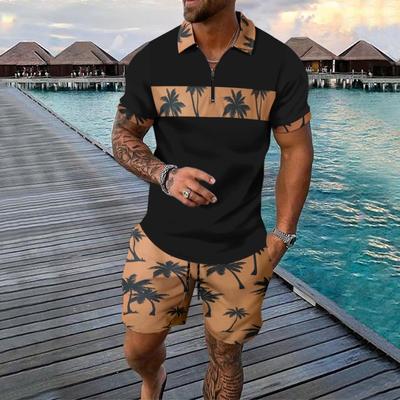Cross Border Men's Casual Printed Short Sleeved Shorts Set
