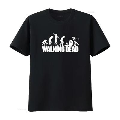 Funny Mens Slogan T Shirt Walking Dead Printed with Zomie Evolution Black Size S XXXXXL Vintage Washed Graphic Breathable Soft