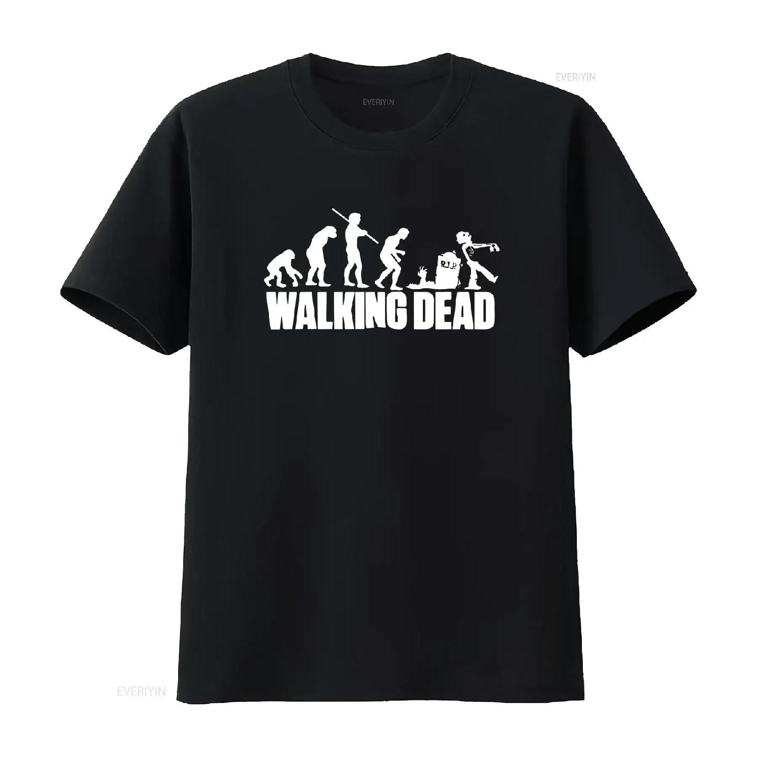 

Funny Mens Slogan T Shirt Walking Dead Printed with Zomie Evolution Black Size S XXXXXL Vintage Washed Graphic Breathable Soft S разноцветный