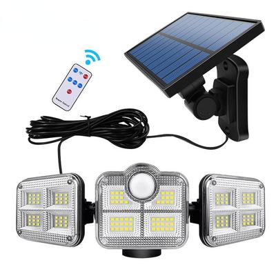 3000 mAh Solar 4-Kopf Wandleuchte 333LED Solar Straßenlaterne Indoor Outdoor wasserdichte Solarlampe mit Bewegungssensor einstellbarer Beleuchtungswinkel Flutlicht