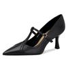 Retro Thin Heel Pointed High Heels Women's Thin Heel Early Autumn New One-word T-shaped Commuter Shoes with Shallow Mouth