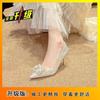 Main Wedding Dress Silver Bridal Wedding Shoes New Stiletto Sequins Engagement Not Tired Feet Crystal Shoes High Heels Rhinestones