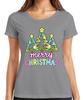 Merry Christmas Neon Christmas Trees Light Up Font Retro Gift Ladies TShirt