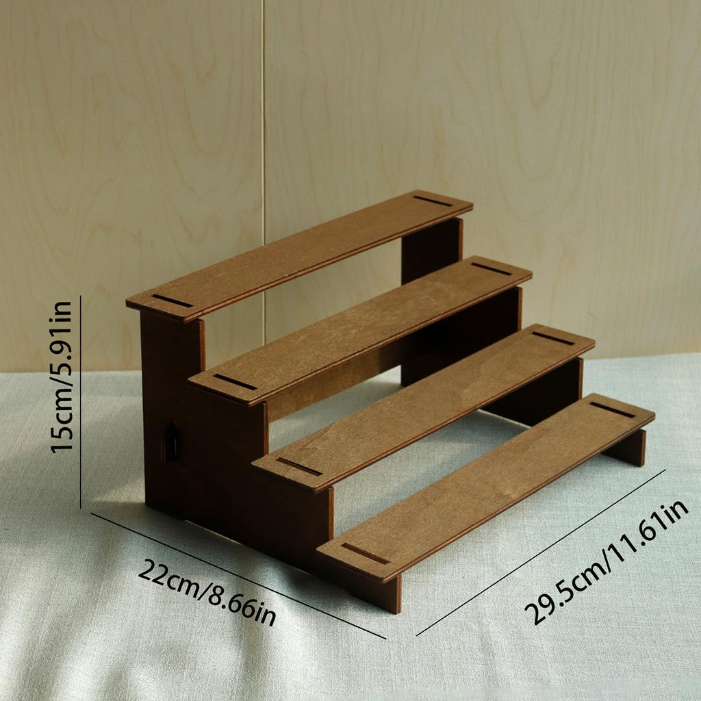 Wood Step Display Stand Hair Clip Bracelet Watche Storage Rack Figure Doll Jewelry Showcase Earrings Rings