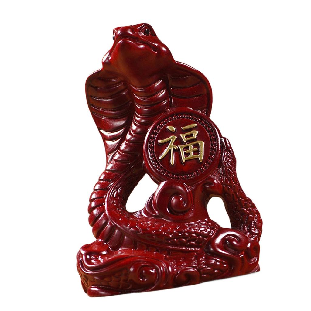 New Years Gift Wooden Zodiacs Snake Figurine Landscape Ornament for Home Decorations Office Desk Accessories