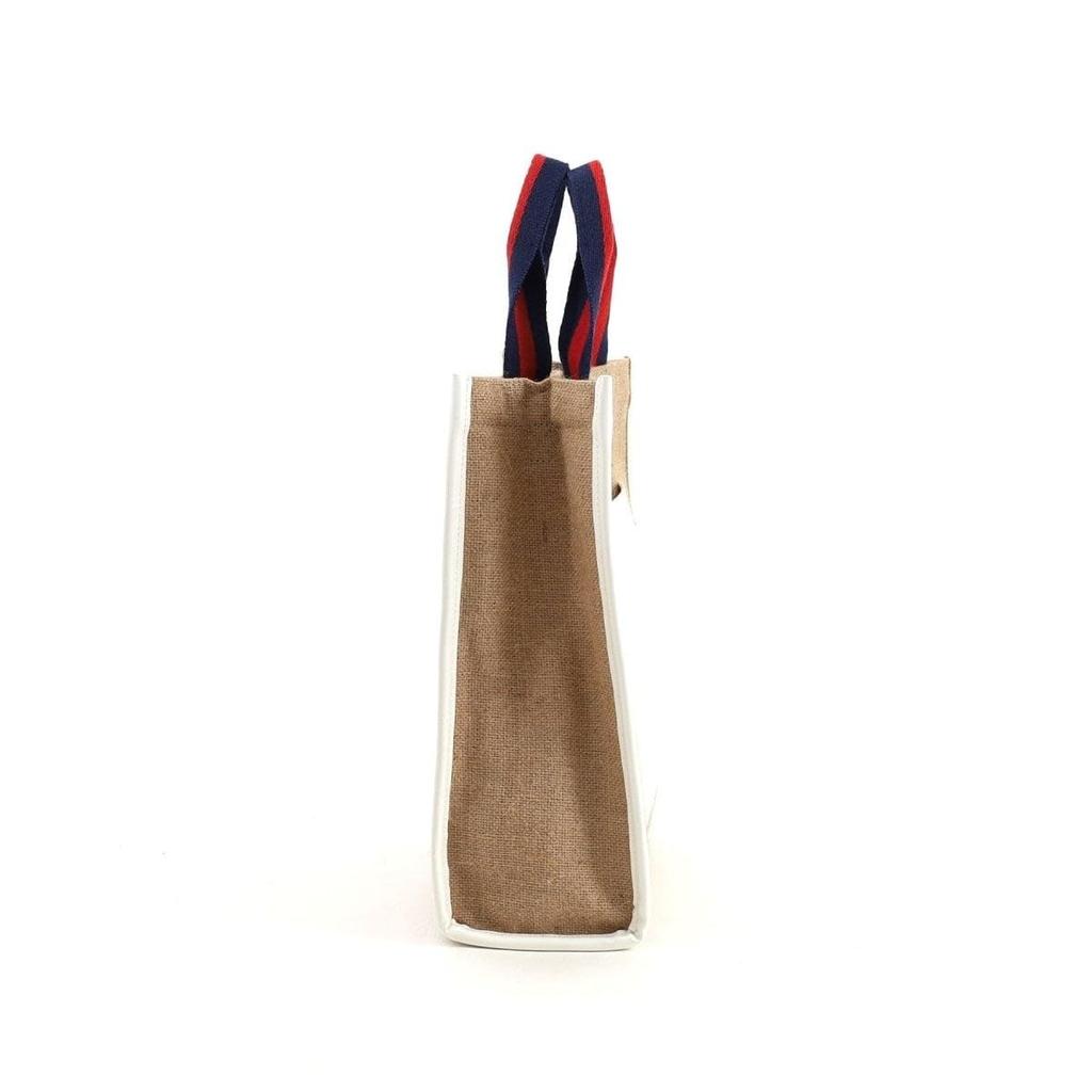 Cuco SMILEY Tape Handle Linen 2-Way Tote Bag, 2513111701, White (001)