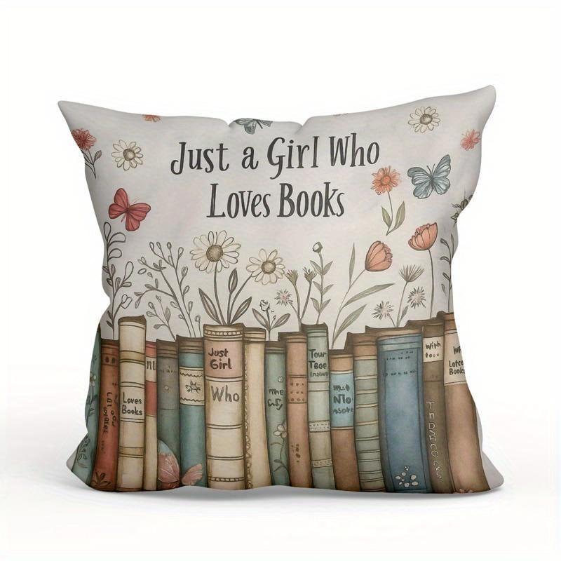 1 girl who only loves books pillow cover