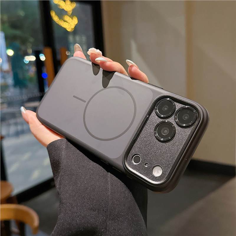 Large window for Apple 17promax skin-sensitive magnetic mobile phone case iPhone16 contrasting color matte 15 protective case