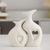 2 Pieces Heart Shaped Ceramic Vase Modern Vases Weddings Decorative Vase Home Decor For Bedroom Living Dining Room