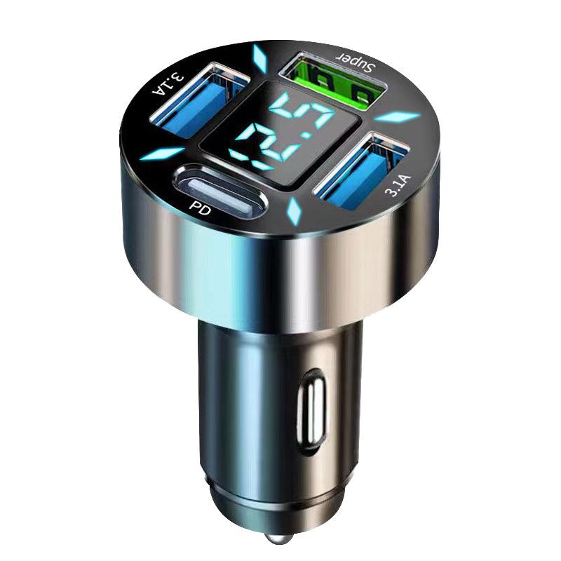 66-250W Pd Car Charger Qc3.0 Fast Charge One To Six Car Cigarette Lighter Plug Car Charger Flash Charge With Digital Display