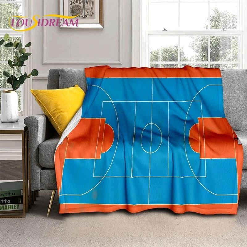 Lastest Basketball Court Frame Soft Blankets,Keep Warm Throw Blanket Comfortable Blanket for Picnic Beds Sofa Home Bedroom gift