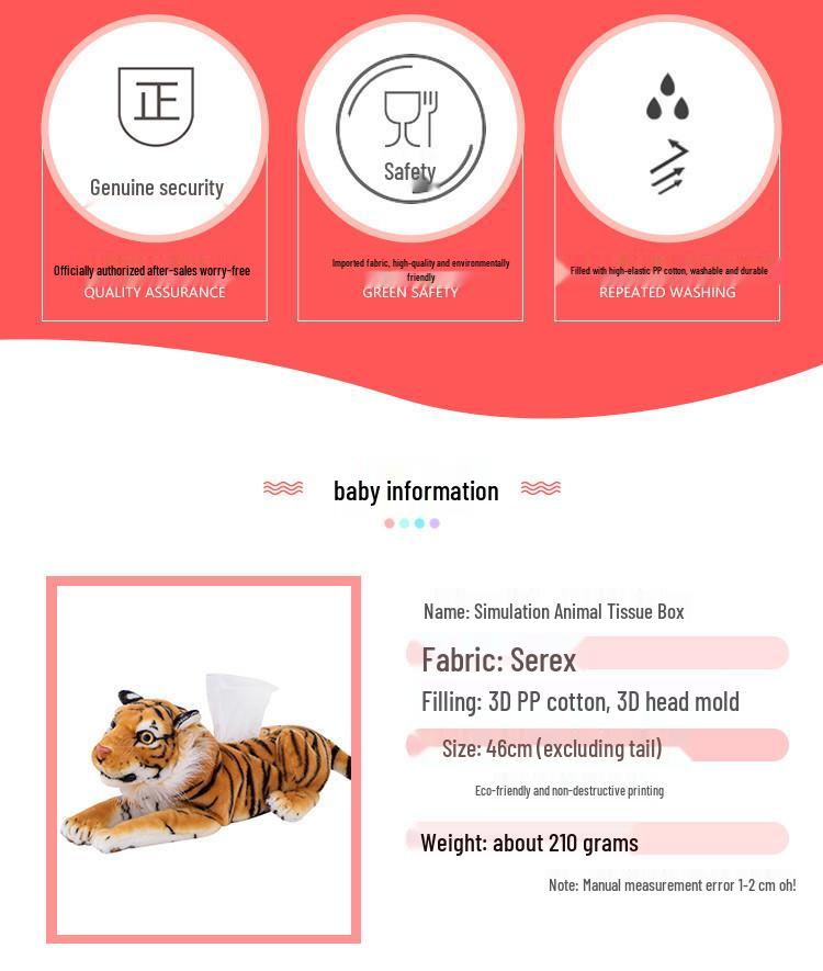 Set cutie de șervețele pluș animal desen animat creativ - Design câine cu pete și tigru