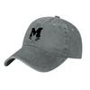 M Logo Washed Canvas Baseball Cap Classic Black Adjustable Hat Vintage Style Unisex Outdoor Wear Fashion Accessory
