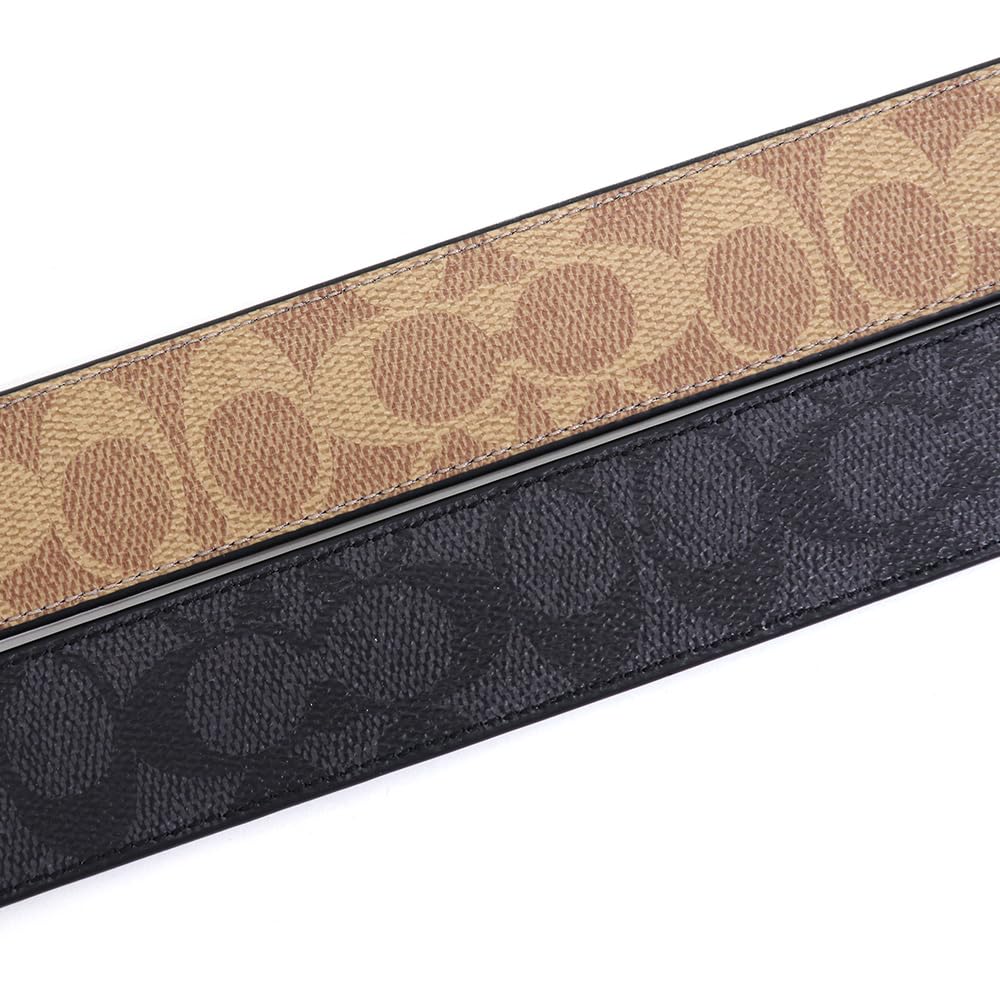 Coach Reversible Belt in Tan and CY922 QBRMO Men's Charcoal, [Used]