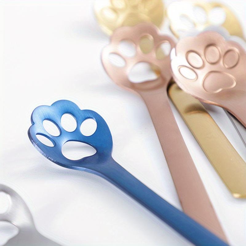 1PC Creative Cute Cat Claw Stainless Steel Spoon Hollow for Ice Cream Coffee Tea Dessert Spoon Kitchen Tableware Accessories
