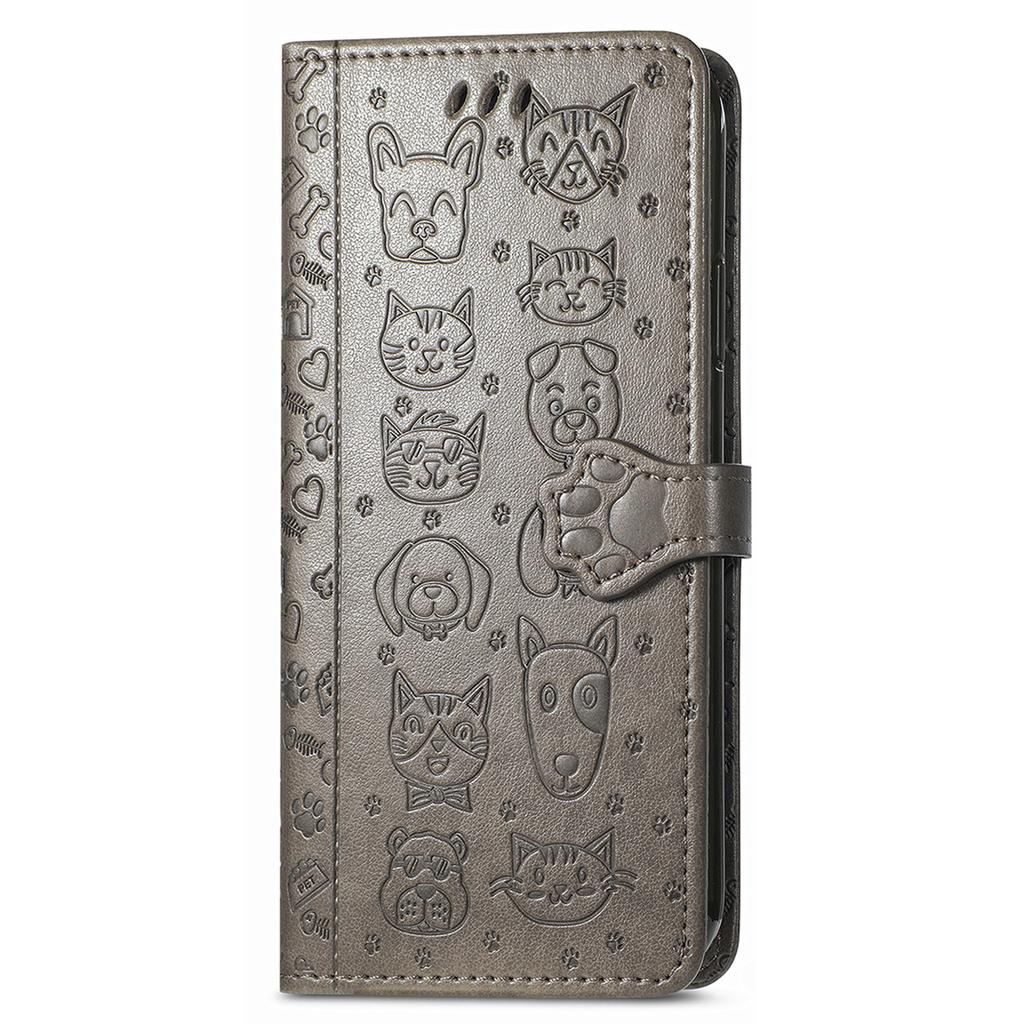 Custodia a Portafoglio Flip in Pelle per Samsung Galaxy A17 A16 A15 A14 A13 A12 A07 A06 A05 A05S A04S Gatto e Cane in Rilievo, Copertura Telefono