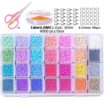 28-Grid Box Set: 3mm Solid Color Glass Rice Beads, 10g Each, DIY Craft Kit with Separate Lids