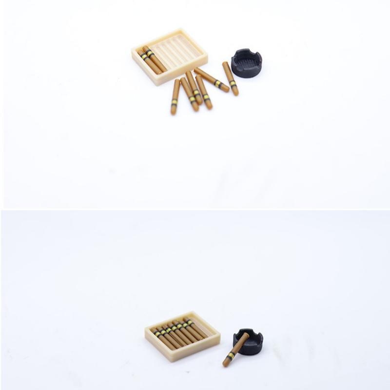 New 1 Set Pretend Play Toys 1/12 Simulation Cigar Ashtray Kit Model Mini Cigarette Ornament Dolls House Decor Accessories