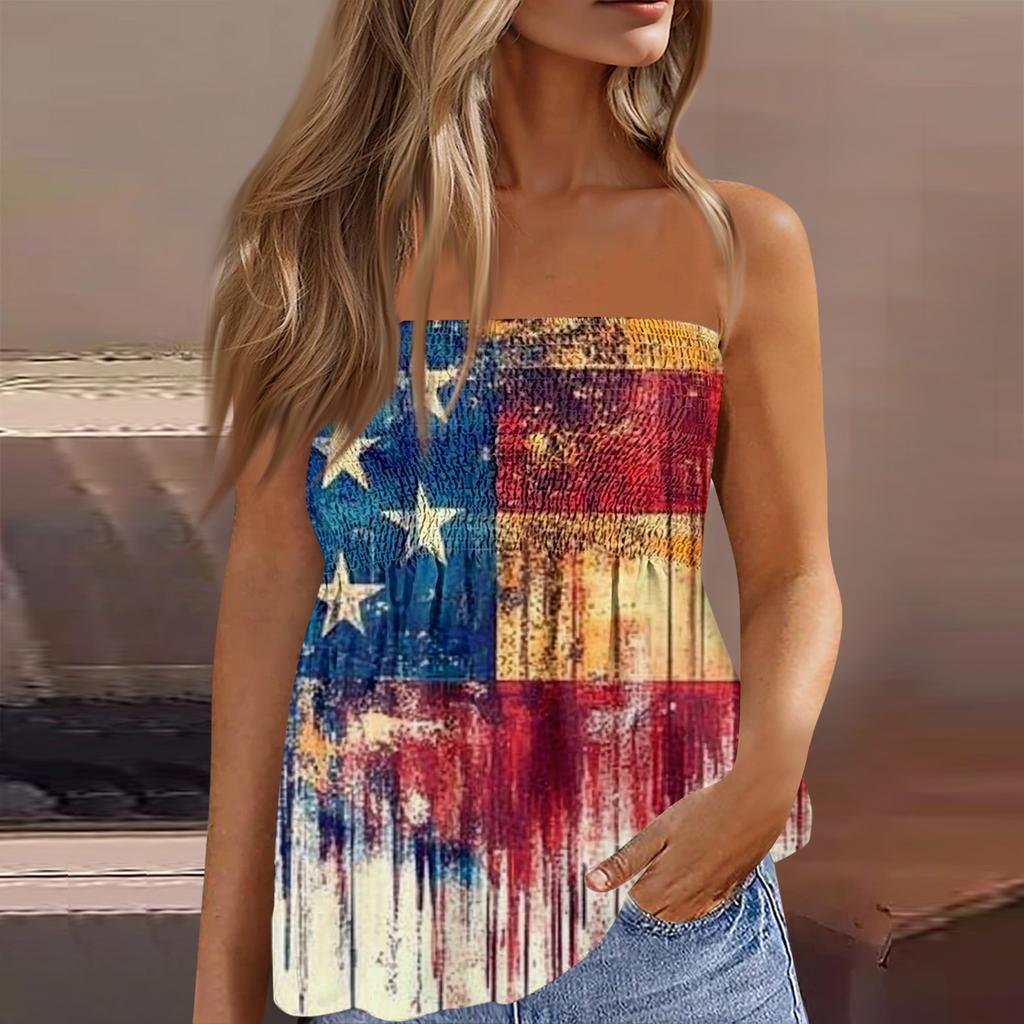 Dámské crop topy, roztomilé sexy tričko bez rukávů s potiskem odhalených ramen