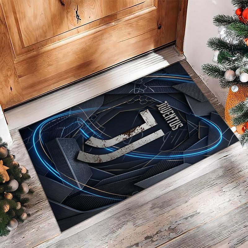 Juventus FC bedruckter Flanell-Teppich rutschfest weicher Polyester-Bodenbelag Indoor-Dekormatte für Schlafzimmer Wohnzimmer Sofa