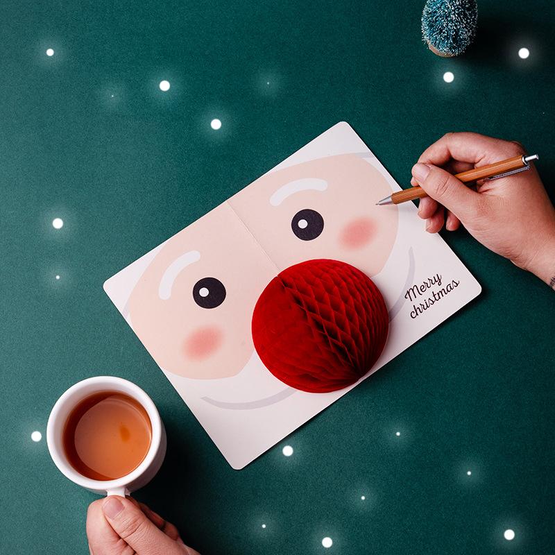 3D Pop-up Merry Christmas Card Cute Holiday Greeting with Envelope And Sealing Stickers Honeycomb Design Xmas Gift for Friends