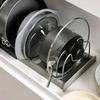 7-Grid Adjustable Pot Rack Telescopic Pan Organizer Easy Assemble Cabinet Storage Holder for Pantry Kitchen Countertop RV Use
