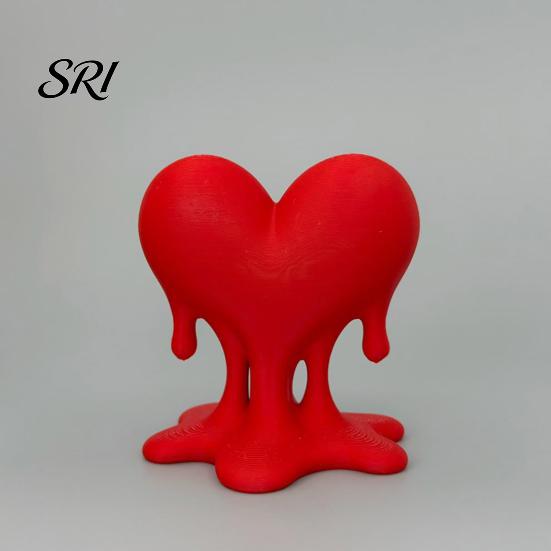 Modern Decoration Melting Heart Sculpture 3D Printed Dripping Figurine Romantic Decor Home for Room Desk Shelf Unique Love Gift