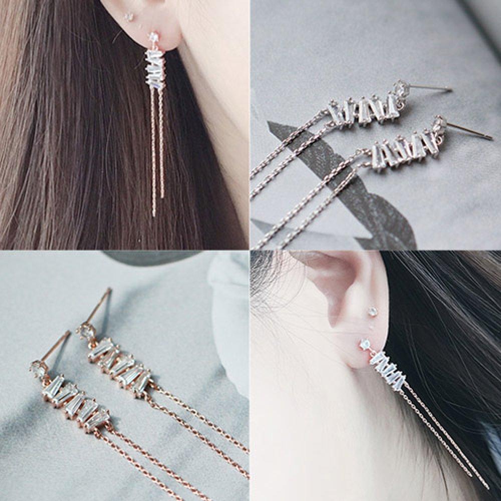 [Aslit] Zenith Line Square Cubic Drop Earrings