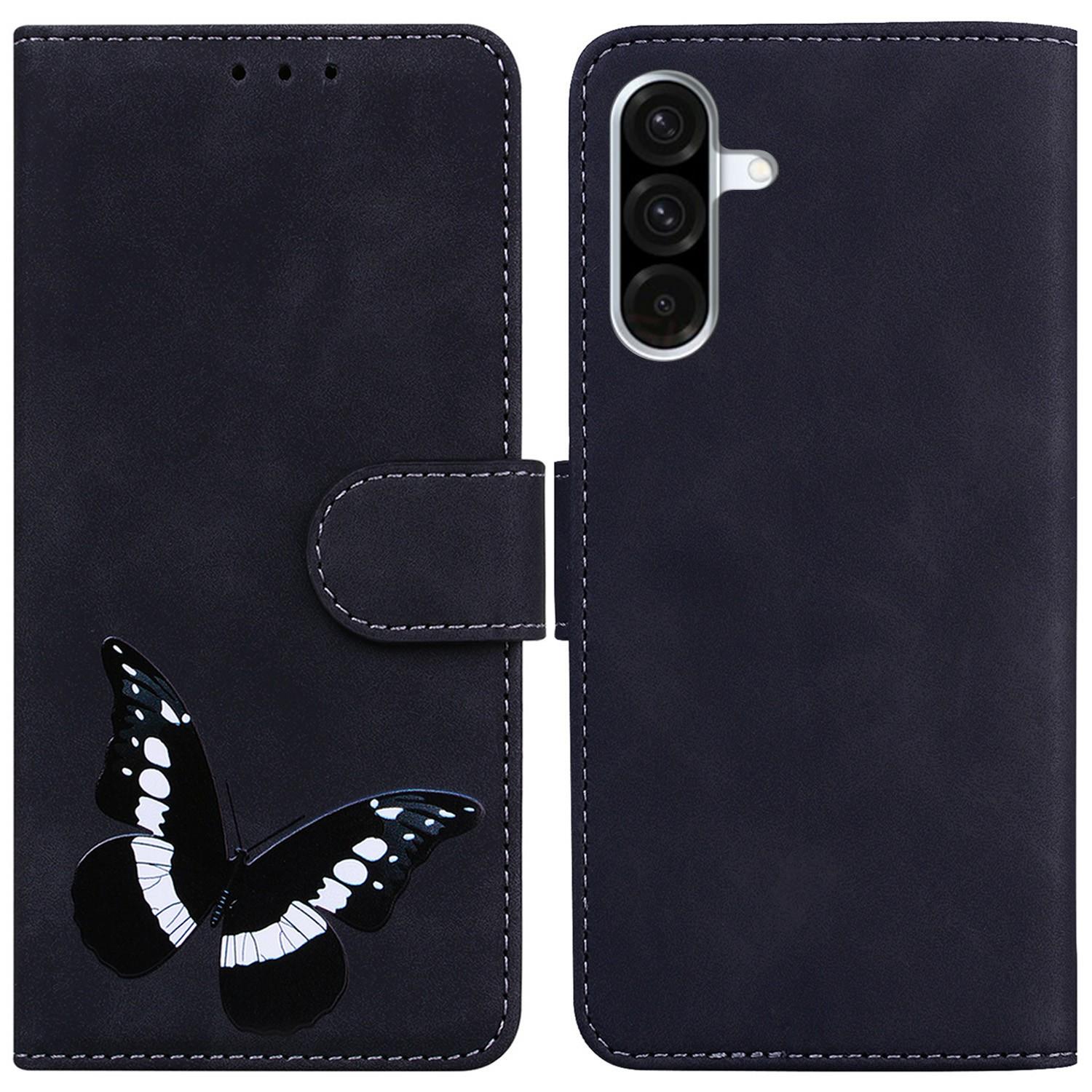 

For Samsung Galaxy A56 5G/A36 5G Stand Case PU Leather Phone Cover Butterfly Printed Black
