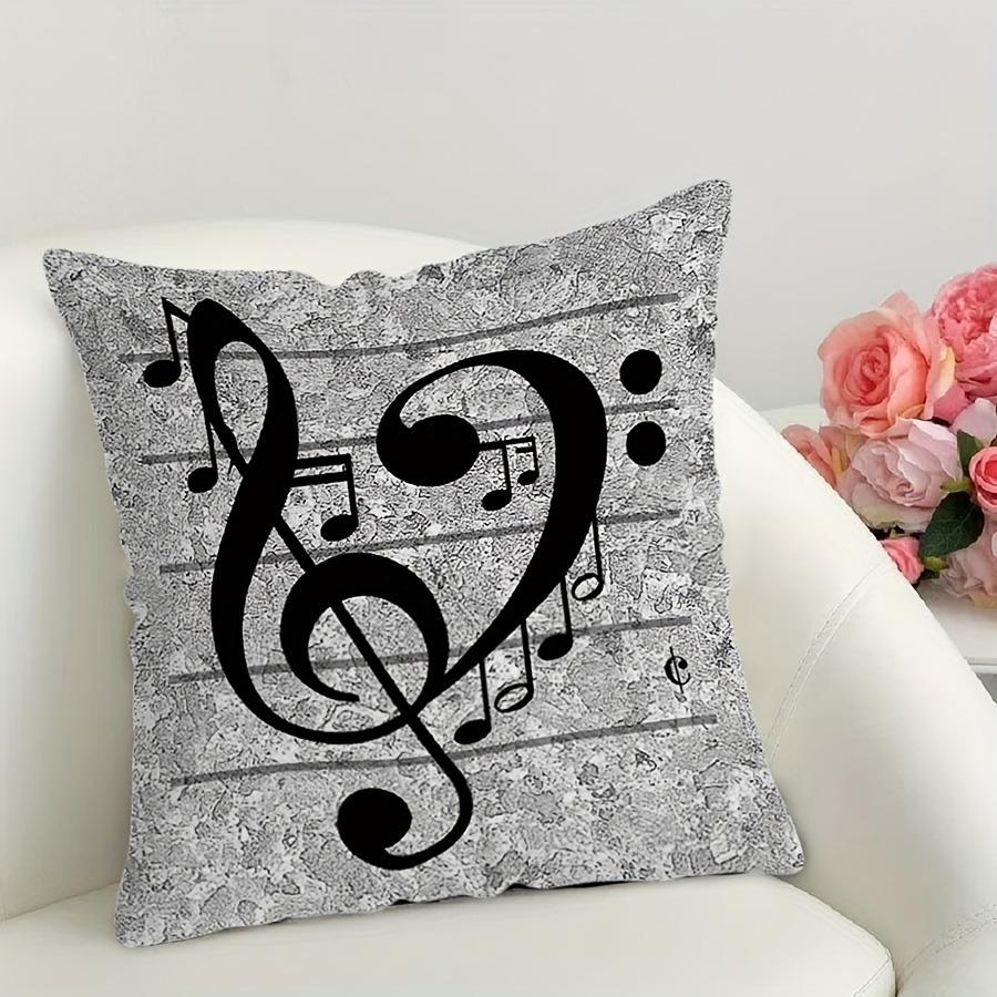 Music themed pillowcase with piano, notes and CD designSuitable for sofa car bedroom decorative cushion cover pillow cover