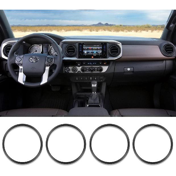 A/C Vent Ring Outer Cover Air Conditioning Outlet Trim Decoration Accessories for Toyota Tacoma 2016-2022 4pcs (Black)