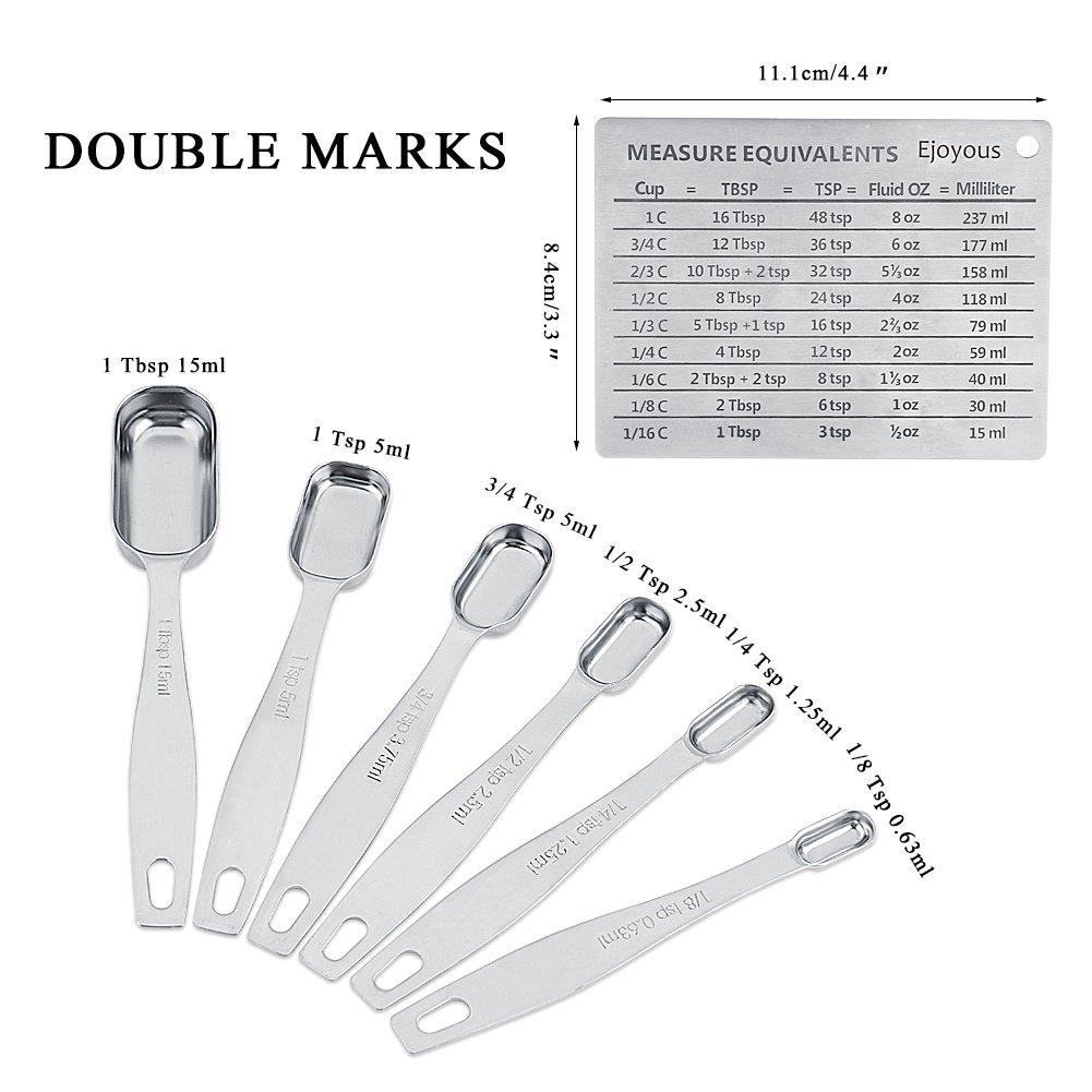 Measuring Cup Set, Measuring Cup and Spoon Set, Stable Bottom 304 Stainless Steel for Dry or Liquid, Fits Spice Jars for Cooking and Baking