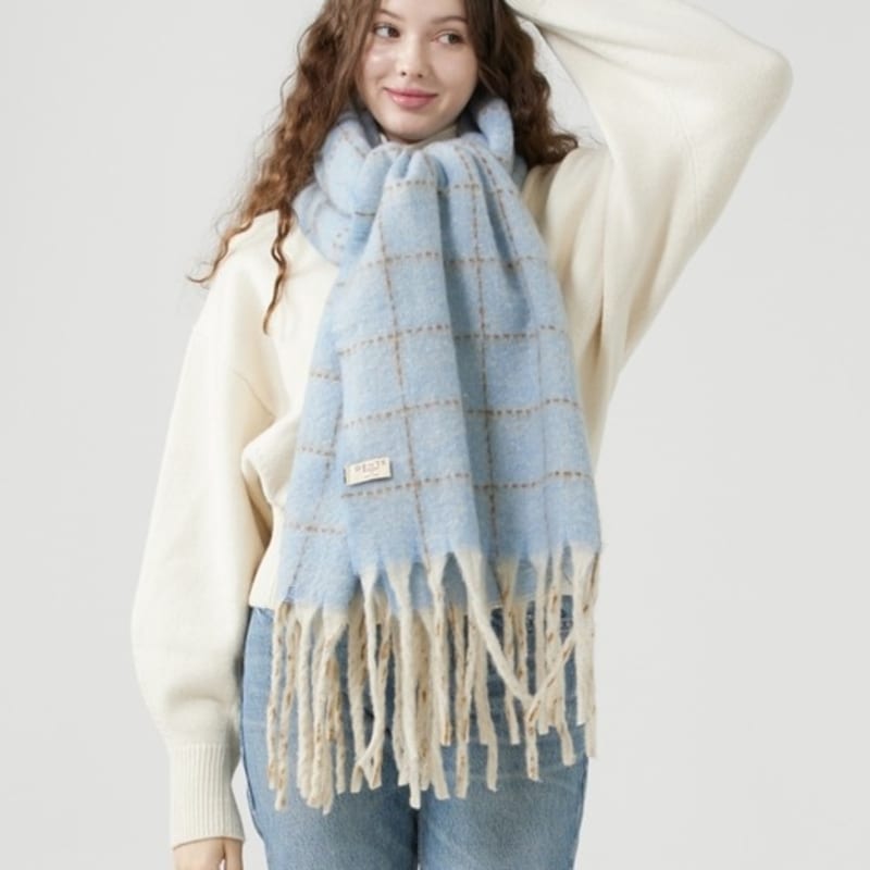 DENTS Karomuster Schal - Hellblau