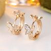Charm Female White Crystal Stone Cute Butterfly Hoop Earrings Gold Color Simple Wedding Jewelry For Women