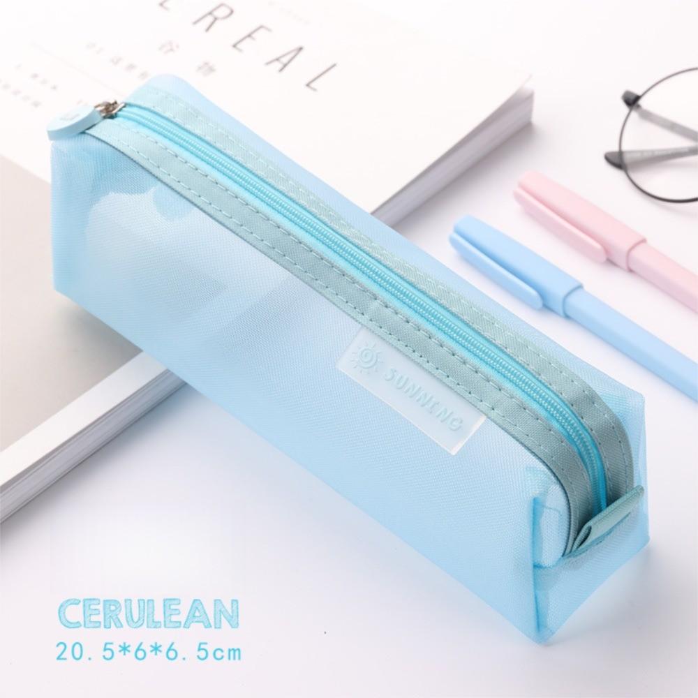 

Storage Bag Pencil Pouch Multicolor Stationery Storage Bag New Mesh Pencil Bag Art Supplies синий