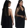 Elegant Black Bridal Veil With Rhinestones Embellishments Unique Headpieces Headwear For Weddings And Special Occasion
