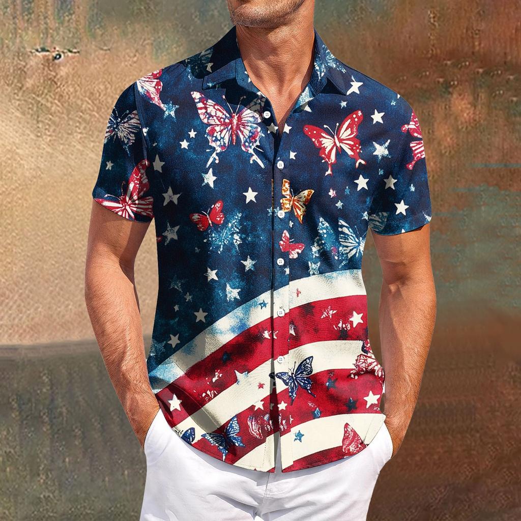 Pánské ležérní tričko s krátkým rukávem, úzké módní pánské s kostkovaným potiskem