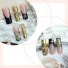 Coffin Press On Nails Long Square Fake Nails French Tip Glue On Nail with Gold Designs Reusable False Acrylic Nails Full Cover Stick On Nail for Women