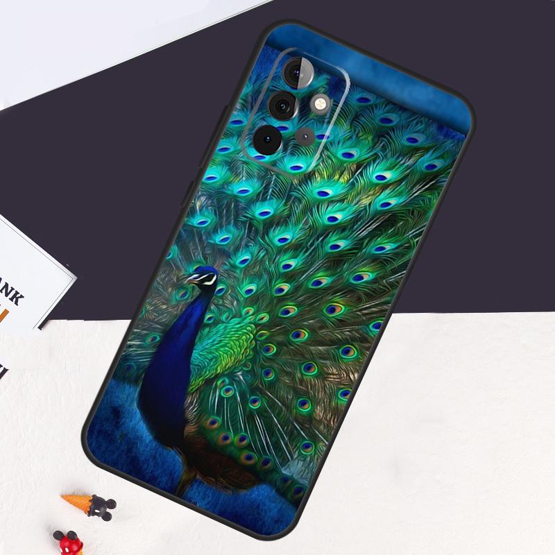 Bird Peacock Feather Case For Samsung Galaxy A05 A06 A26 A16 A56 A36 A22 A32 A52 A54 A34 A14 A55 A15 A53 A33 A35