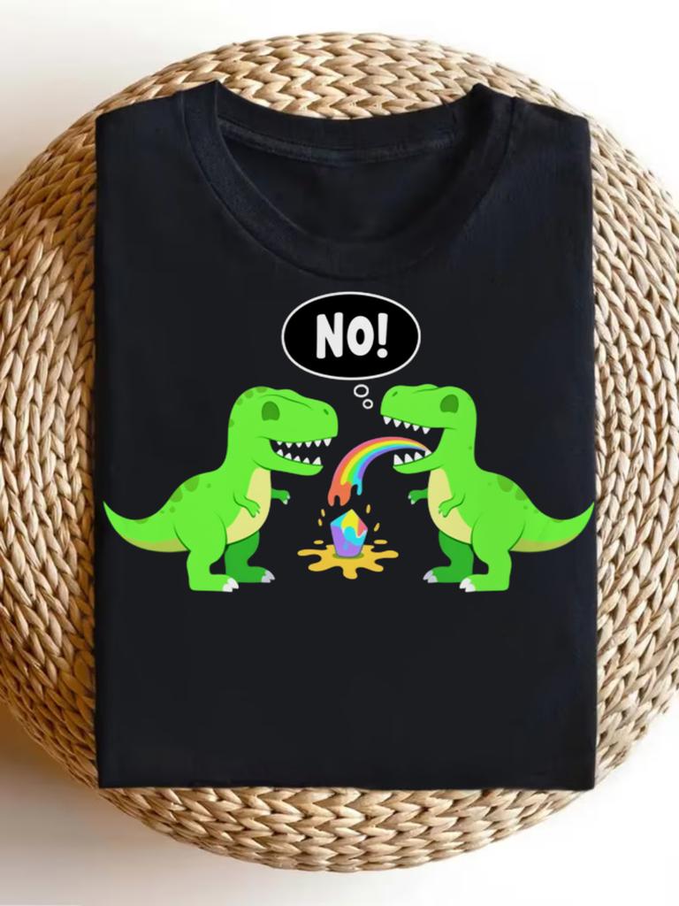 Men's Funny "Did You Eat the Last Unicorn" T-Shirt - Retro Dinosaur Print Crew Neck Tee, 220gsm Heavy Casual Shirt Suitable for All Seasons, Machine W