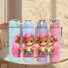 1PC Cowboy Teddy Bear Pattern 750ml Color Plastic Sports Water Bottle Leakproof Flip Straw Lid Suitable for Sports Office Home Use
