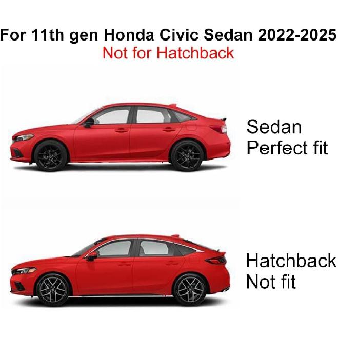 JSCARLIFE Rear Side Window Louvers Compatible with 2022-2025 11th Gen H-onda Civic, Racing Style Triangular Window Glass Blinds, Air Vent Scoop