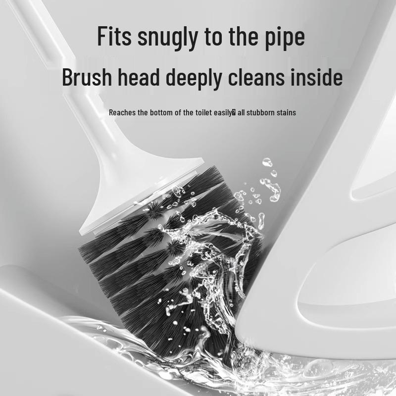 Wall-Mounted Bathroom Toilet Brush Set with Base - No Dead Corner Cleaning Solution