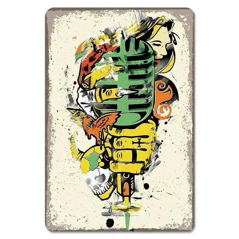 Rock Guitar Vintage Tin Sign Music Poster Wall Plaque Retro Tinplate Crafts Decor for Bar Garage Club Night Rock Party