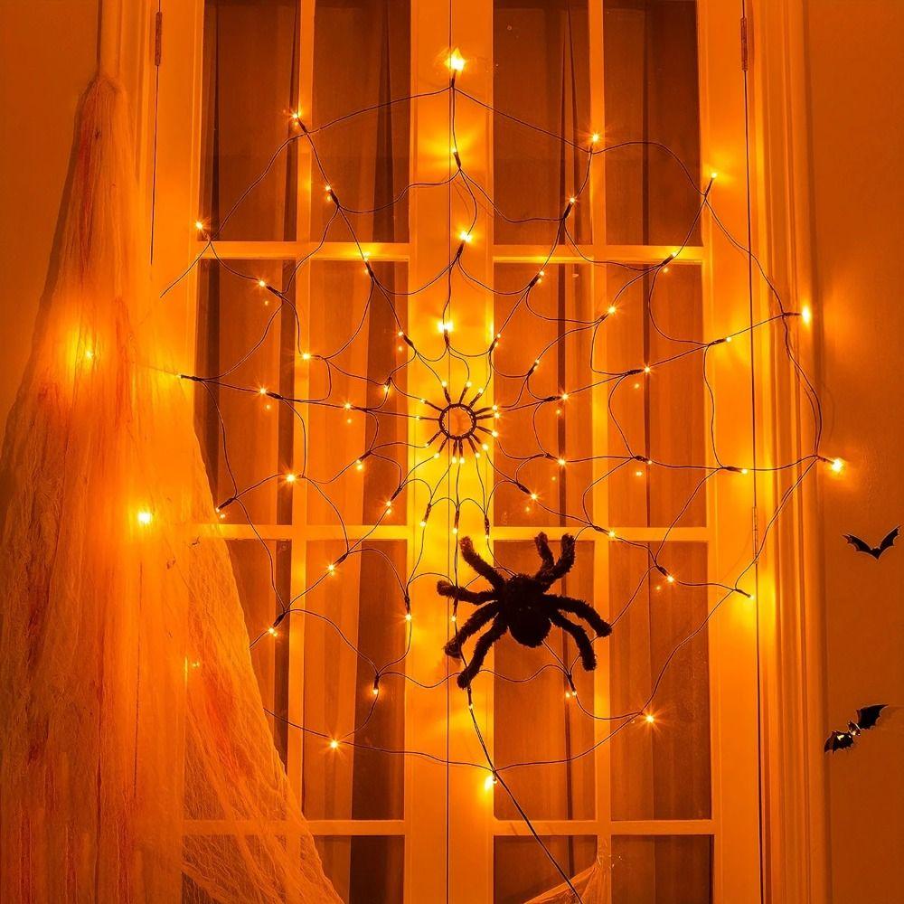 Creative Halloween LED Light String Funny Atmosphere Light Spider Web Light  Prop Layout