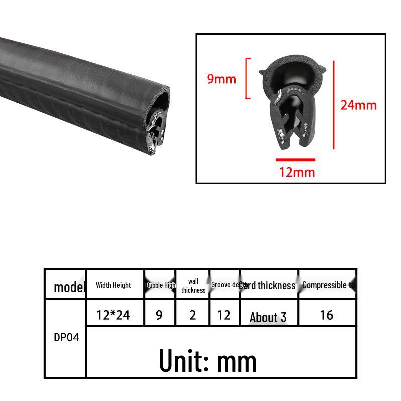 U-Shaped Rubber Steel-Backed Sealing Strip for Car Doors and Cabinets