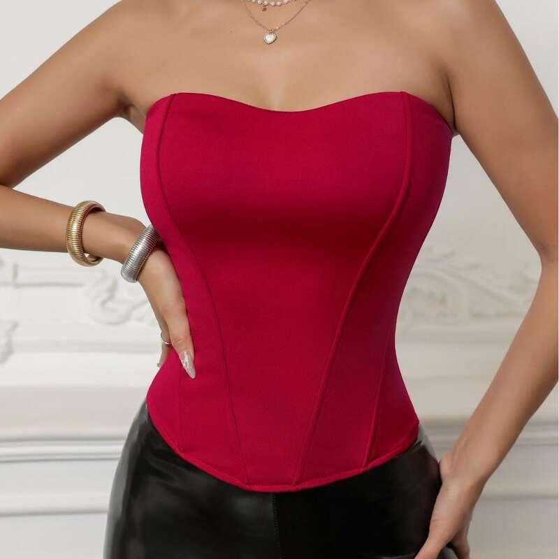 Fish Bone Corset Tops for Women, Bustier Shapewear Gerie, Lace Waist Push Up