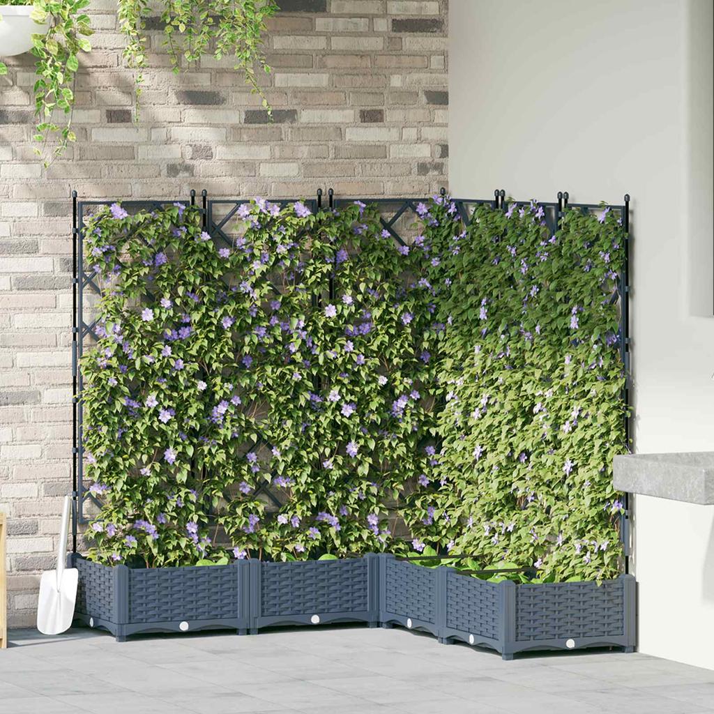 Garden Planter 5 Pcs Grey 120 X 120 X 125.5 Cm Plastic