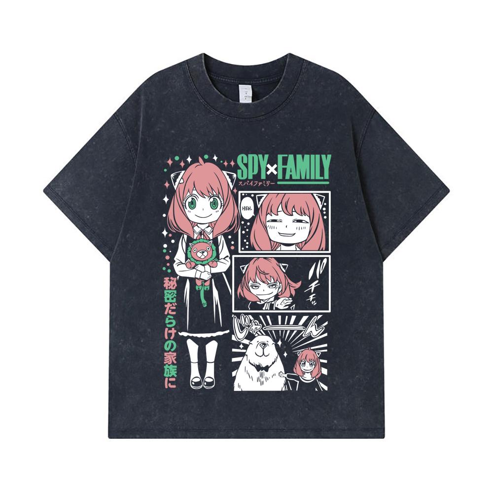 275 GSM Washed T-shirts 100% Cotton Spy x Family V4 Anya Print Unisex Heavy Cotton T Shirt